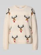 Vila Weihnachtspullover in Strick-Optik Modell 'MARCIPEL' in Beige, Gr...