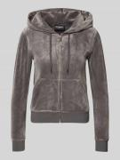 Juicy Couture Sweatjacke mit Label-Stitching Modell 'ROBERTSON' in Oli...