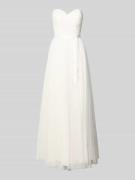 Mascara Abendkleid mit Nahtreißverschluss in Offwhite, Größe 32