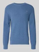 Gant Strickpullover mit Strukturmuster und Label-Stitching in Jeansbla...