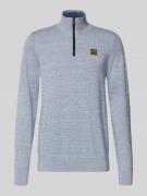 PME Legend Strickpullover mit Stehkragen in Rauchblau, Größe L
