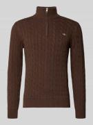 Gant Strickpullover mit gerippten Abschlüssen in Schoko, Größe 4XL