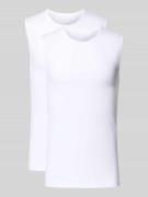 Schiesser Slim Fit Top aus Baumwoll-Mix im 2er-Pack in Weiss, Größe L