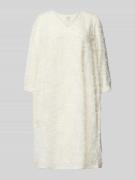 Kaffe Knielanges Kleid mit V-Ausschnitt in Ecru, Größe 36