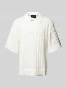 ISNURH Regular Fit Poloshirt mit Lochmuster Modell 'Aurora' in Offwhit...