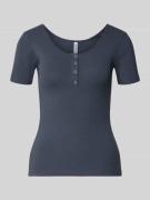 Pieces T-Shirt mit Rippenstruktur Modell 'Kitte' in Dunkelblau, Größe ...