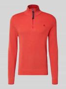 Lerros Strickpullover mit Troyer-Kragen in Dunkelorange, Größe L