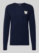 Wood Wood Strickpullover aus Lammwolle Modell 'Tay' in Marine, Größe L
