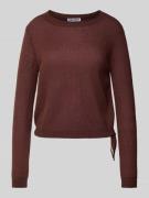 Review Rundhals Pullover mit Tunnelzug in Mittelbraun, Größe L