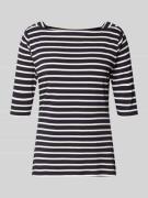 comma T-Shirt mit U-Boot-Ausschnitt in Marine, Größe 34