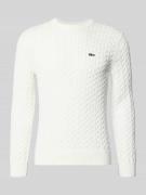 Lacoste Regular Fit Strickpullover aus Baumwoll-Mix in Offwhite, Größe...