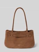 Abro Handtasche mit Label-Detail Modell 'JILL' in Dunkelbraun, Größe 1