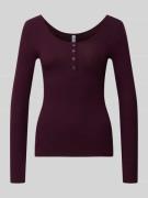 Pieces Slim Fit Langarmshirt aus Baumwoll-Mix Modell 'KITTE' in Dunkel...