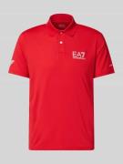 EA7 Emporio Armani Regular Fit Poloshirt mit Logo in Rot, Größe L