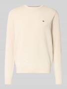 Fynch-Hatton Strickpullover mit gerippten Abschlüssen in Offwhite, Grö...