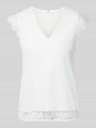 Pieces Slim Fit Blusentop mit Spitzenbesatz Modell 'OLLINE' in Offwhit...