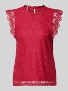 Pieces Shaped Fit Blusentop mit Spitzenbesatz Modell 'OLLINE' in Hellr...