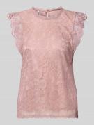 Pieces Shaped Fit Blusentop mit Spitzenbesatz Modell 'OLLINE' in Altro...