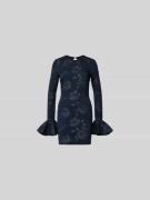 ROTATE Slim Fit Minikleid mit Rüschenbesatz in Dunkelblau, Größe 34