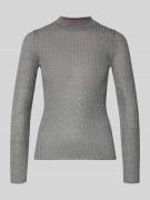 Marella Strickpullover mit geripptem Stehkragen in Mittelgrau Melange,...