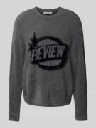 REVIEW Strickpullover in Kunstfell-Optik in Dunkelgrau, Größe S