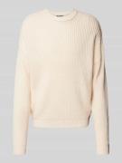 REVIEW Strickpullover mit Rundhalsausschnitt in Ecru, Größe S