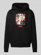 REVIEW Oversized Hoodie mit Motiv-Print in Black, Größe XS