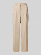 Tommy Hilfiger Wide Leg Wollhose mit Bundfalten in Beige, Größe 40