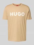 HUGO T-Shirt mit Label-Print Modell 'DULIVIO' in Beige, Größe XXL