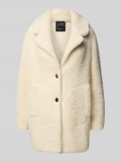 Marc Cain Webpelzmantel mit Reverskragen in Offwhite, Größe 40