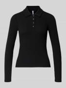 Pieces Slim Fit Langarmshirt aus Baumwoll-Mix Modell 'KITTE' in Black,...
