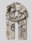 Hemisphere Schal im Allover-Look mit Fransen in Beige, Größe 1