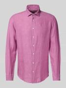 SEIDENSTICKER Slim Fit Business-Hemd aus Leinen mit Kentkragen in Pink...