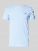 Gant Slim Fit T-Shirt mit Label-Stitching in Bleu, Größe L