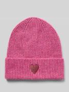 Pieces Beanie mit Stickerei Modell 'MALIKA' in Pink Melange, Größe 1