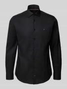 Tommy Hilfiger Tailored Slim Fit Businesshemd aus Baumwoll-Mix in Blac...