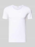 Hanro T-Shirt mit geripptem Rundhalsausschnitt in Weiss, Größe L