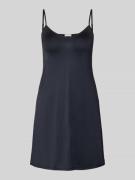 Hanro Knielanges Unterkleid in glänzendem Satin mit Picot-Besatz in Bl...