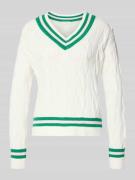 Christian Berg Woman Strickpullover mit V-Ausschnitt in Offwhite, Größ...