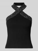 Mango Blusentop mit Neckholder in Black, Größe L