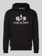 Alpha Industries Hoodie mit Label-Print in Black, Größe L