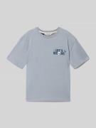 Mango T-Shirt mit Statement-Print in Rauchblau, Größe 128