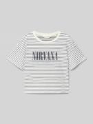 Mango T-Shirt mit Label-Print in Weiss, Größe 128