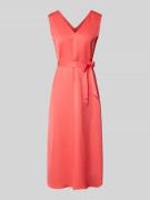 comma Knielanges Kleid mit Bindegürtel in Koralle, Größe 34