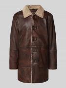 MAURITIUS Regular Fit Mantel in Leder-Optik Modell 'Gris' in Dunkelbra...