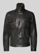 MAURITIUS Lederjacke mit Stehkragen Modell 'GARRECK' in Black, Größe L