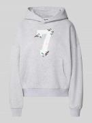 Review Hoodie mit Känguru-Tasche in Hellgrau Melange, Größe L