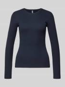 Pieces Slim Fit Langarmshirt aus Baumwoll-Mix in Marine, Größe L