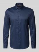 Jake*s Slim Fit Businesshemd in Premiumqualität in Marine, Größe 37/38