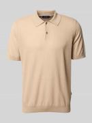 MAERZ Muenchen Regular Fit Poloshirt aus Baumwoll-Leinen-Mix in Sand, ...